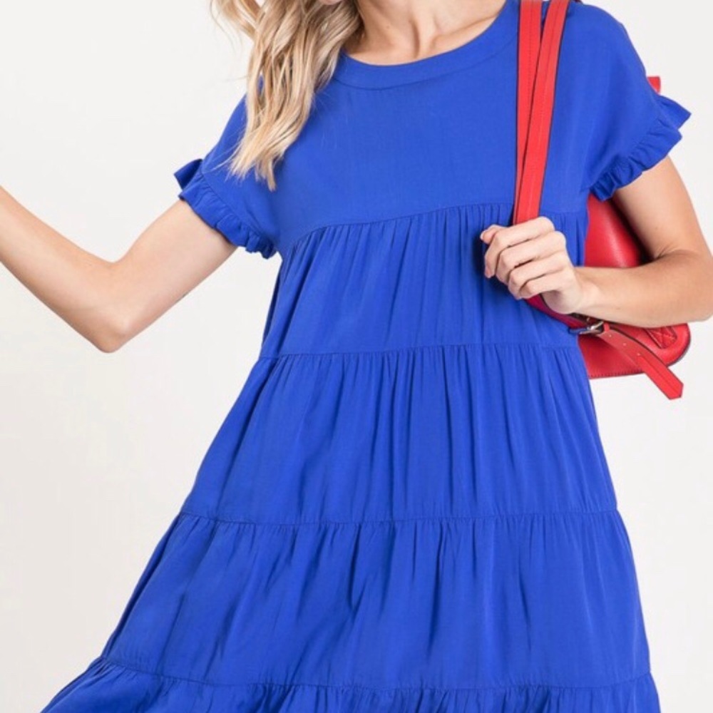 Tiered Royal Blue Babydoll Dress
